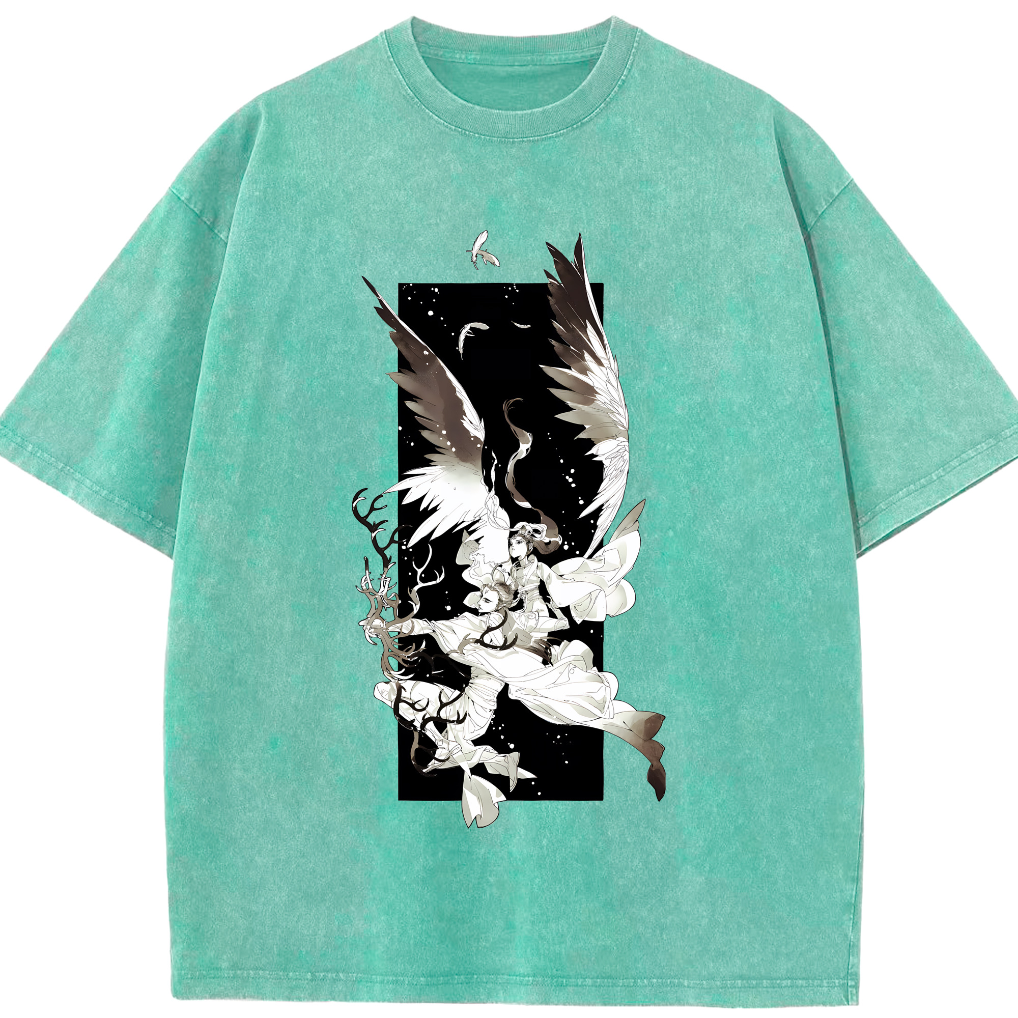 （画像用） Ne Zha 2 ナタ 魔童の大暴れ 綿100% ヴィンテージ風 半袖Tシャツ（フロントプリント）
